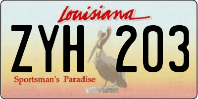 LA license plate ZYH203