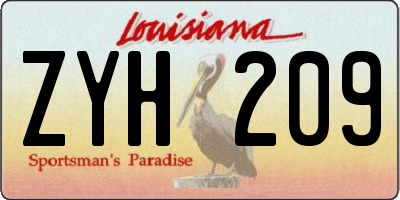 LA license plate ZYH209