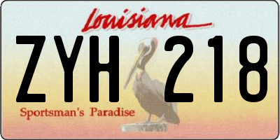 LA license plate ZYH218