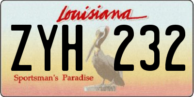 LA license plate ZYH232