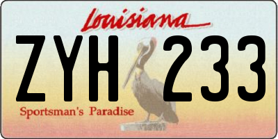 LA license plate ZYH233