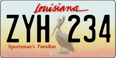 LA license plate ZYH234