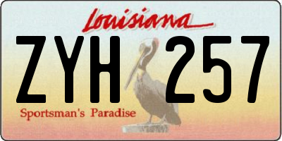 LA license plate ZYH257