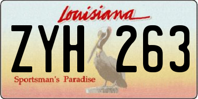 LA license plate ZYH263