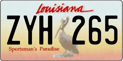 LA license plate ZYH265