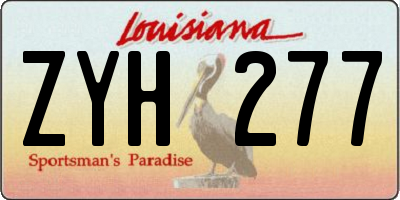 LA license plate ZYH277