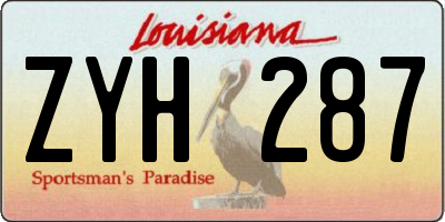 LA license plate ZYH287