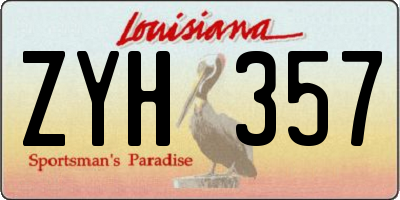 LA license plate ZYH357