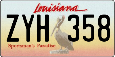 LA license plate ZYH358