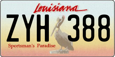 LA license plate ZYH388