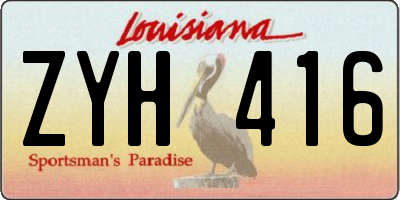LA license plate ZYH416