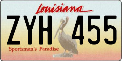 LA license plate ZYH455