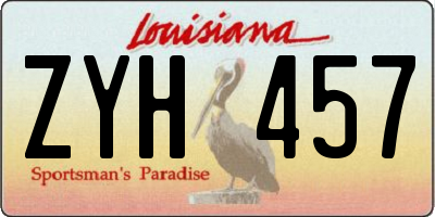 LA license plate ZYH457