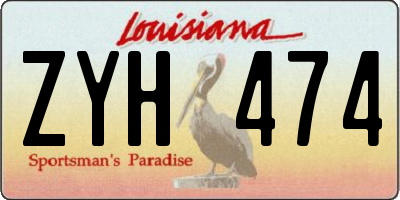 LA license plate ZYH474