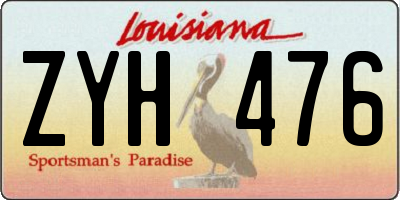 LA license plate ZYH476