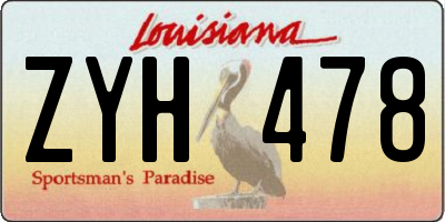 LA license plate ZYH478