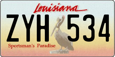 LA license plate ZYH534