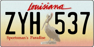 LA license plate ZYH537