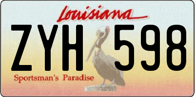 LA license plate ZYH598