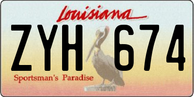 LA license plate ZYH674