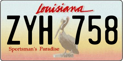 LA license plate ZYH758