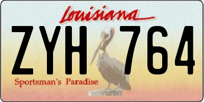 LA license plate ZYH764