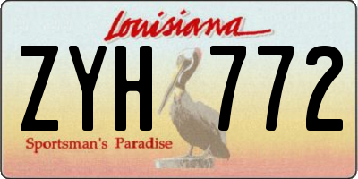LA license plate ZYH772