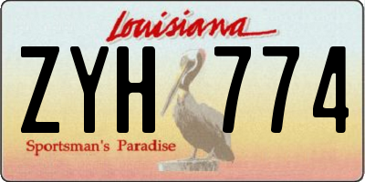 LA license plate ZYH774