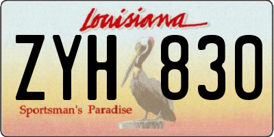 LA license plate ZYH830