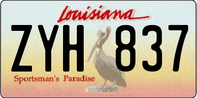 LA license plate ZYH837