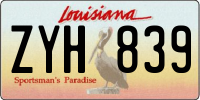 LA license plate ZYH839