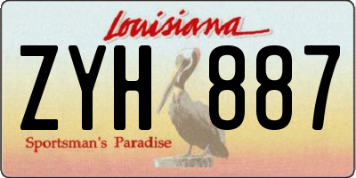 LA license plate ZYH887