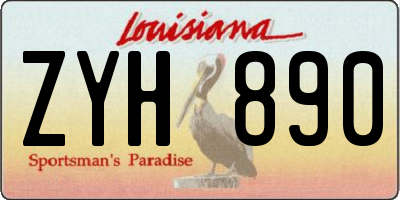 LA license plate ZYH890