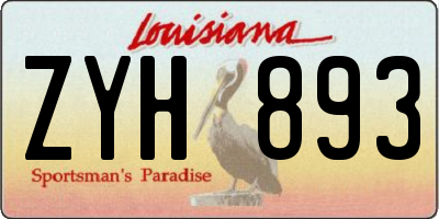 LA license plate ZYH893