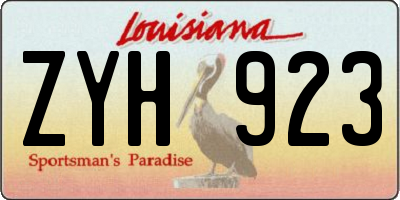 LA license plate ZYH923