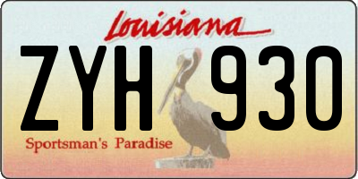 LA license plate ZYH930