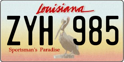 LA license plate ZYH985