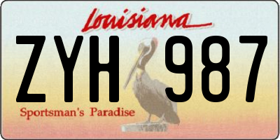LA license plate ZYH987