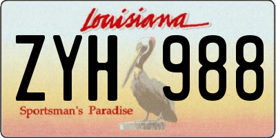 LA license plate ZYH988