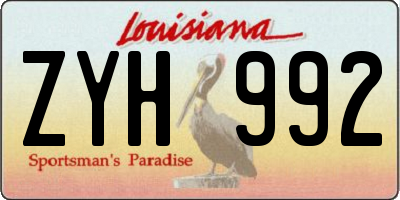 LA license plate ZYH992