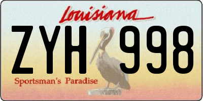 LA license plate ZYH998