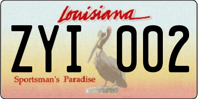 LA license plate ZYI002