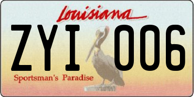 LA license plate ZYI006