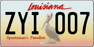 LA license plate ZYI007