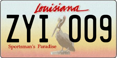 LA license plate ZYI009