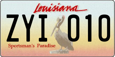 LA license plate ZYI010