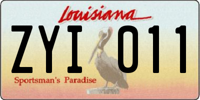 LA license plate ZYI011