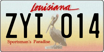 LA license plate ZYI014