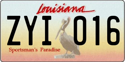 LA license plate ZYI016