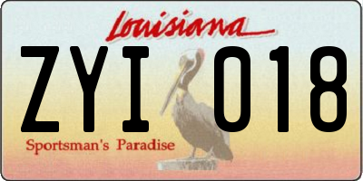 LA license plate ZYI018